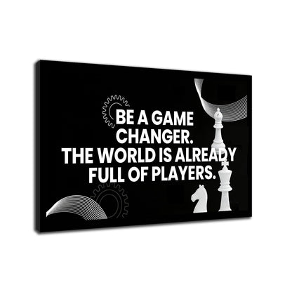 PSYYSP Motivational Wall Art For Office Inspirational Quotes Be A Game Changer Canvas Print Framed Chess Poster For Men Desk Decor Strategy Leadership Empowerment Small 12x18 Inch Artwork
