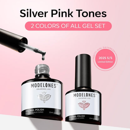 modelones Gel Nail Polish Set 2 Pcs 15ml French Manicure Kit White Nude Pink Jelly Sheer Gel Polish Soak Off UV LED Classic French Tip Gel Polish Natural Nail Art DIY Gift for Women