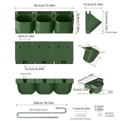 ZIAERKOR 36 Pockets Self Watering Wall Mounted Vertical Planter, Wall Planter Indoor Vertical Living Green Plant Wall Easy Installation (Green with Timing System)