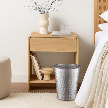 Monarch Abode Metal Bathroom Trash Can – Waste Basket for Bedroom, Office Desk, & Dorm, Hand Hammered, Durable Decorative Pewter Small Trash Can Bathroom Garbage Bin Wastebasket