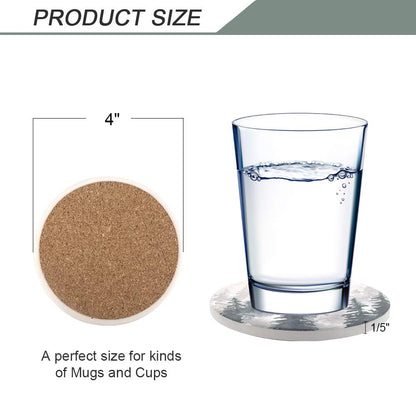 Lahome Forest Pattern Coasters - Round Drinks Absorbent Stone Coaster Set with Ceramic Stone and Cork Base for Kinds of Mugs and Cups (Forest, 4)