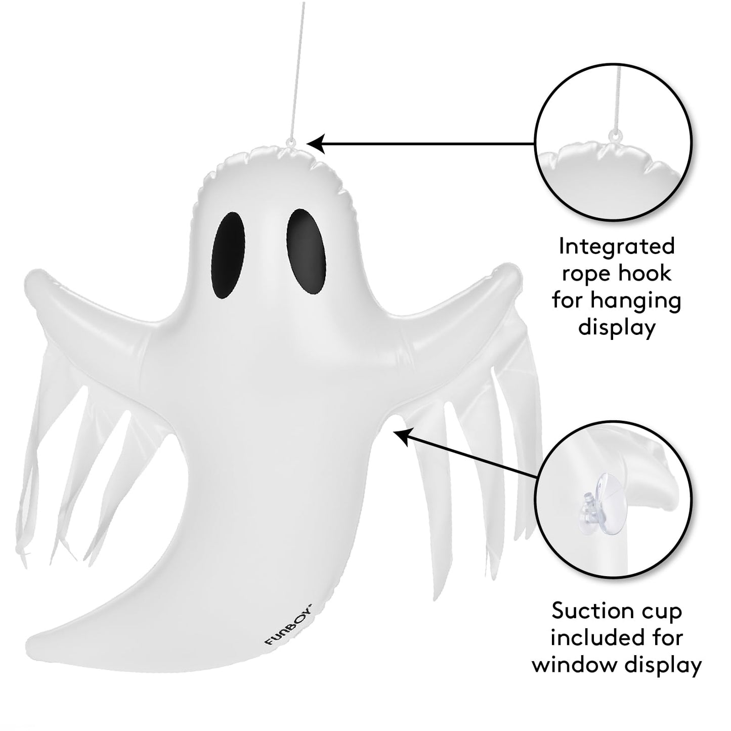 FUNBOY Hanging Ghost Halloween Décor (3 Pack) – Includes Suction Cups & Hangers, Indoor/Outdoor Spooky Decorations