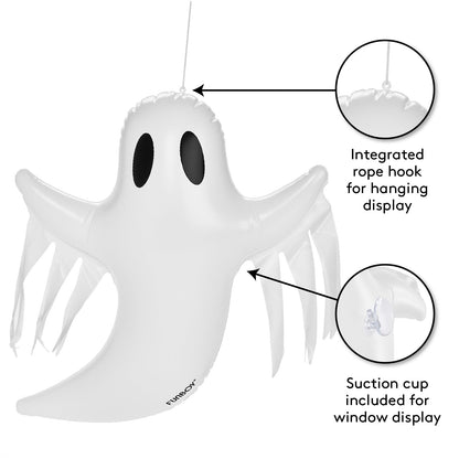 FUNBOY Hanging Ghost Halloween Décor (3 Pack) – Includes Suction Cups & Hangers, Indoor/Outdoor Spooky Decorations