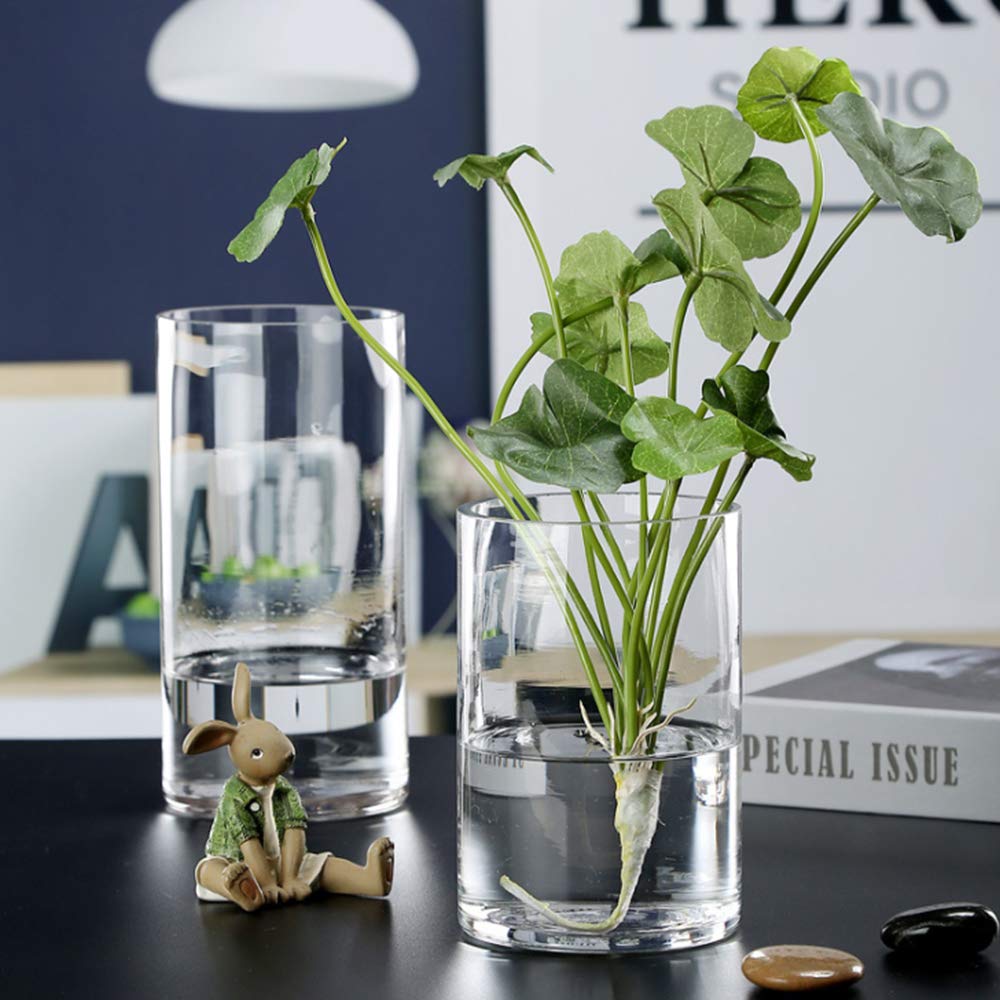 WGVI Quality Thick Clear Cylinder Glass Vases, 3" W x 8" H, Bud Vase Skinny Narrow Floral Bouquet Flower Container for Wedding Centerpieces Tabletop Home Accent Décor Brush Pen Holder, 1 Piece