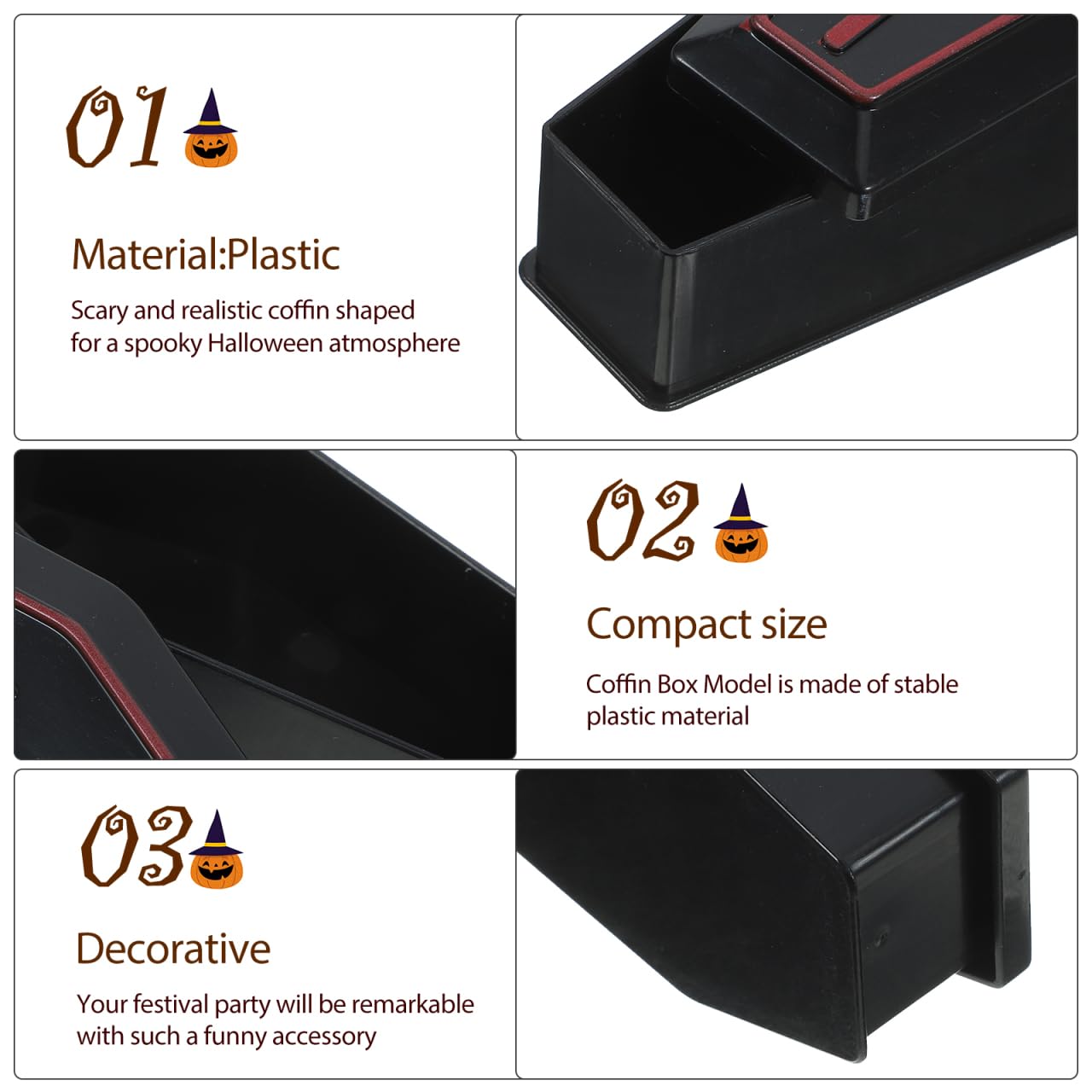 ULDIGI 10pcs Halloween Coffin Box Halloween fake coffin treat boxes with Lid Black Mini Casket for Candy Jewelry Party Favors Kids Spooky Decorations
