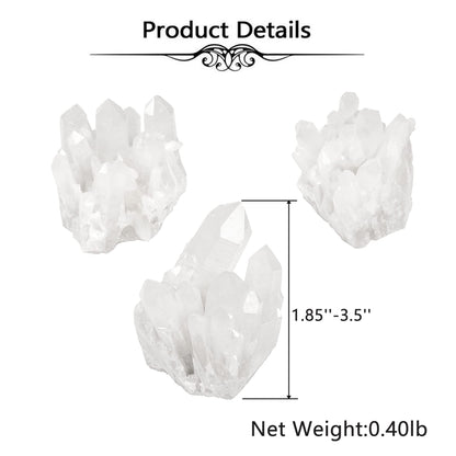 Top Plaza Healing Rock Crystal Clear Quartz Cluster Mineral Geode Druzy Specimen 1.85-3.5''(White Crystal Quartz Cluster)