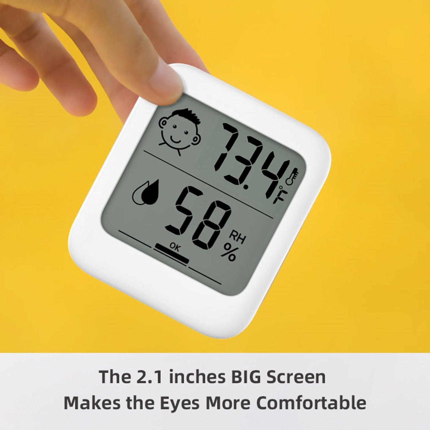 HATUSOKU Digital Thermometer and Hygrometer with Comfort Face Display, Hygrometer, Stand, Magnet, Hanging, Simple, Infectious Disease Prevention, Heat Stroke Prevention (Simple, No Clock)