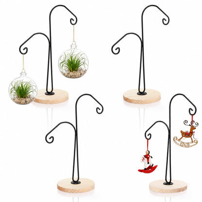 WRINGKIT 4 Pack Ornament Display Stand, Ornament Hanger Stand with 2 Arms, Metal Air Plant Flower Holder, Hanging Terrarium Stand for Christmas Halloween Decoration, Glass Crystal Ball