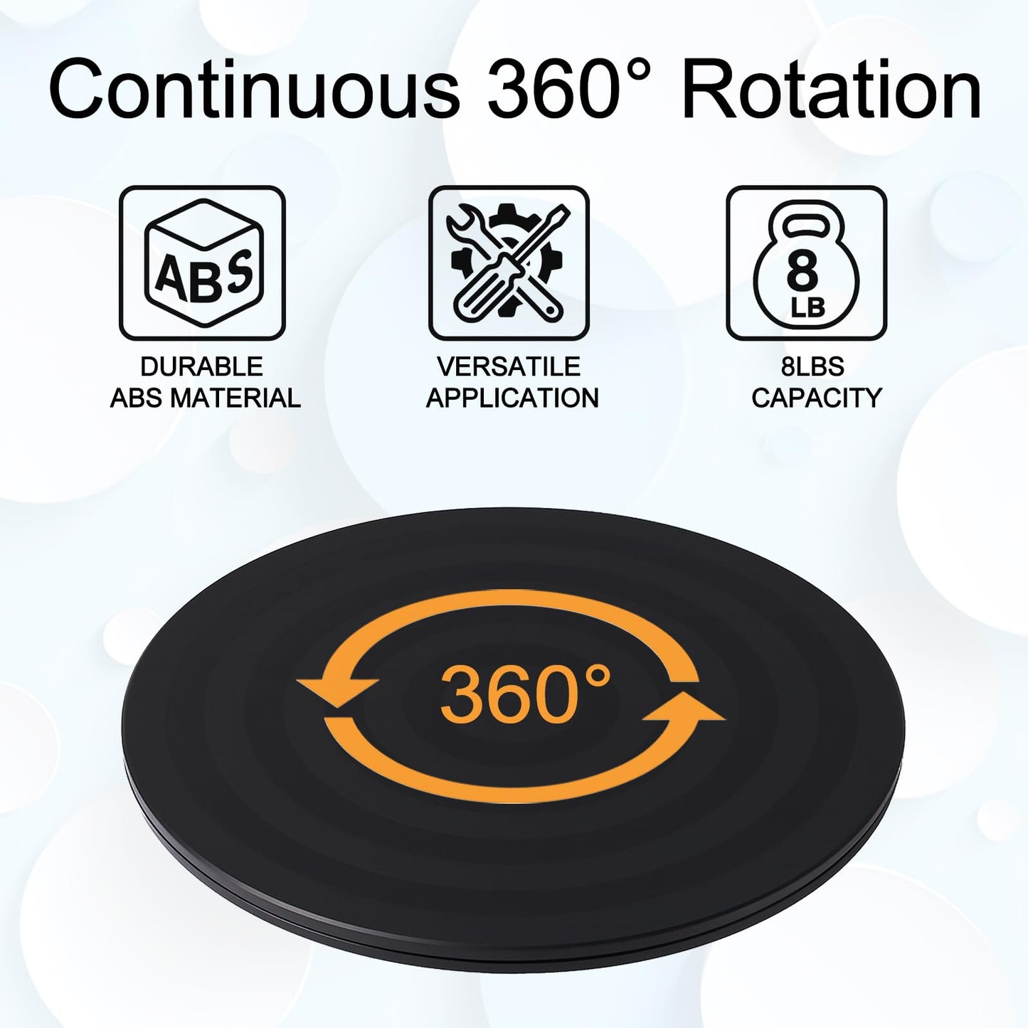 Lazy Susan Turntable Stand 8 Inch - Heavy Duty Non-Skid Swivel Base with Steel Ball Bearings | 360° Rotation for Plants, Monitors, TVs, Models, Crafts (12 INCH-2PC)