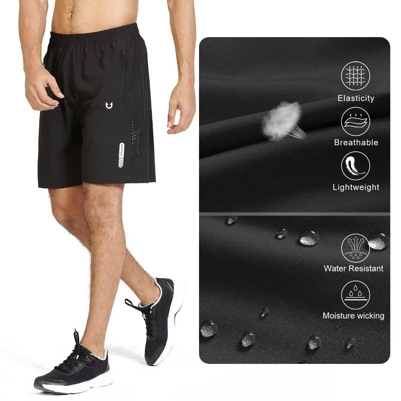 NORTHYARD Men's Athletic Running Shorts Gym Workout 7"/9"/5" Quick Dry Lightweight Sports Basketball Tennis 3 Zipper Pockets Black S