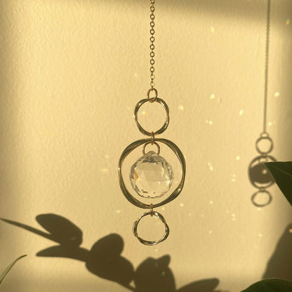 2 Pcs Crystal Suncatcher Wind Chimes for Outside,Crystal Suncatcher Prisms Hanging Outdoor Wind Chimes,Sun Catcher Hanging Crystals for Windows,Suncatchers Wind Chime Garden Decor Wedding Decoration
