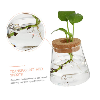 PRETYZOOM 2Pcs Glass Hydroponic Plant Vases for Desktop Home Decoration Clear Smooth Glass Terrarium for Floral Arrangement Office Plant Propagation Jar Unique Design