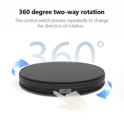 YVV Rotating Display Stand 9.84 Inch, 360° Motorized Turntable Display, USB Powered Spinning Display Platform for Product Photography, Jewelry, Shoes, 22 lbs Load, Black Electric Display Base