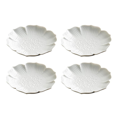 Gaolinci Zen Ceramic Lotus Shaped Appetizer and Dessert Plates (Set of 4)