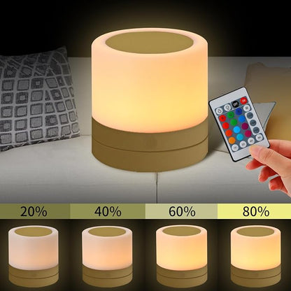 ERUN Nursery Night Light for Kids, USB Rechargeable Small Desk Lamp,13 RGB Colors & 4 Brightness & 1 Remote, Touch Bedside Cordless Table Lamp, Portable Night Lamp for Bedroom Living Room Home (Gold)