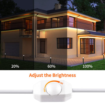 YQNLIFA LED Rope Lights, Dimmable 40ft, 432 LEDs, IP65 Waterproof, Warm White, Model WD12, Cuttable for Indoor/Outdoor Use