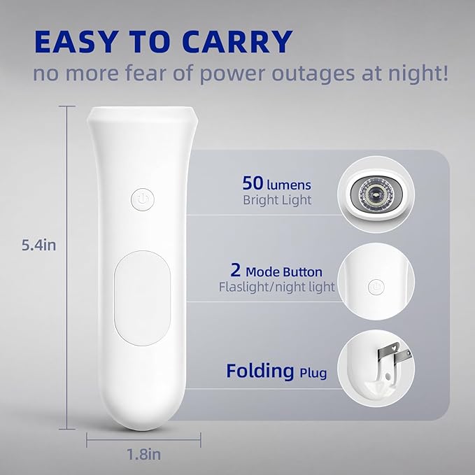 ROSSEX 4 in 1 Emergency Lights for Home Power Failure, 3 Pcs Rechargeable LED Flashlight Plug in Wall, Automatic Turn-On Power Outage Night Light Flashlight for Hurricane Preparedness Items