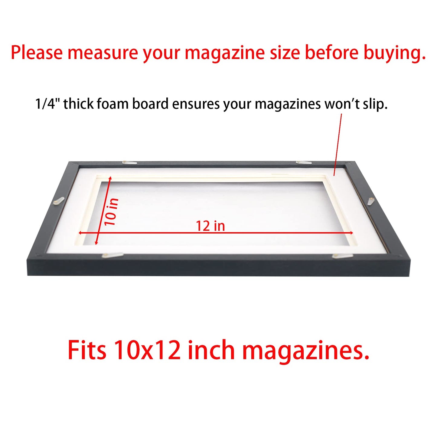 Mxtallup 10x12 Magazine Frame for the Wall,Displays Magazines Measuring 10x12 inches with White Mat (Measure Your Magazine)(Z1012W)
