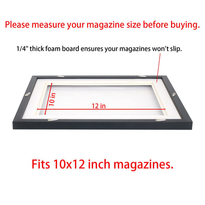 Mxtallup 10x12 Magazine Frame for the Wall,Displays Magazines Measuring 10x12 inches with White Mat (Measure Your Magazine)(Z1012W)