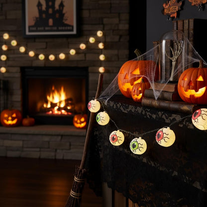 Halloween Eyeball Lantern Lights,8.5ft Eyeball String Lights with 10 LED Lantern Light,Waterproof Halloween Eye Lights for House, Garden, Yard, Window, Porch Party Decor
