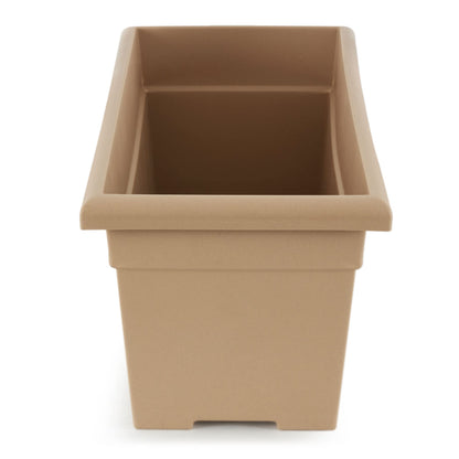 The HC Companies 28 Inch Romana Planter Box with Drainage Plug, Lightweight UV-Resistant Plastic Outdoor Planters, 1-Pack Flower Box for Garden, Patio, Balcony, and Fence, Sandstone