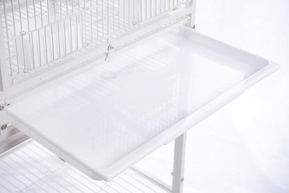 1F/2F/3F Stackable Center Divided Breeder Breeding Bird Flight Double Rolling Cage for Aviaries Canaries Cockatiels Lovebirds Finches Budgies Small Parrots. (White Vein, 1F)