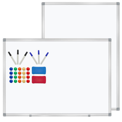 H-Qprobd 3' x 2' Whiteboard Dry Erase White Board for Wall 36x24 (2pcs) Magnetic Boards for Office Classroom & Home, Small Wall Whiteboard Including 6 Markers, 20 Magnets, 2 Erasers