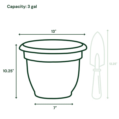 Bloem Ariana 12" Self-Watering Plastic Planter - Rolled Rim Indoor/Outdoor Garden Pot, Navy, 2-Pack