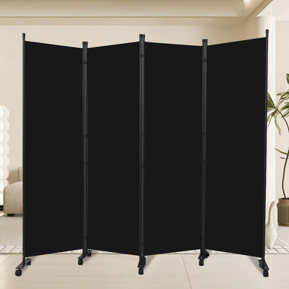 Room Divider 88''W Wall Divider for Room Partition (Heavy Duty Base) 4 Panel Partition Room Dividers, Freestanding Room Divider Screen Separation W/Wheels Folding Privacy Screen Panel Space Separator