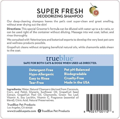 TrueBlue Grapefruit & Chamomile Concentrated Deodorizing Dog Shampoo – Cleansing Wash, Moisturizing – Toxin Free, Natural Botanical Blend – Tearless – 1 Gallon