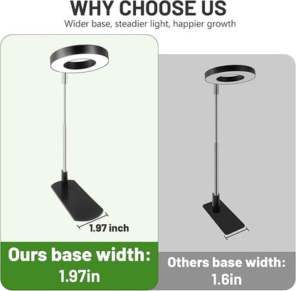 LBW Grow Light for Indoor Plants, Full Spectrum Plant Grow Light with Base, Height Adjustable Plant Growing Lamp with Auto On/Off Timer 6/8/12/16H, 3 Colors,5 Dimming Levels, for Small Plants, Black