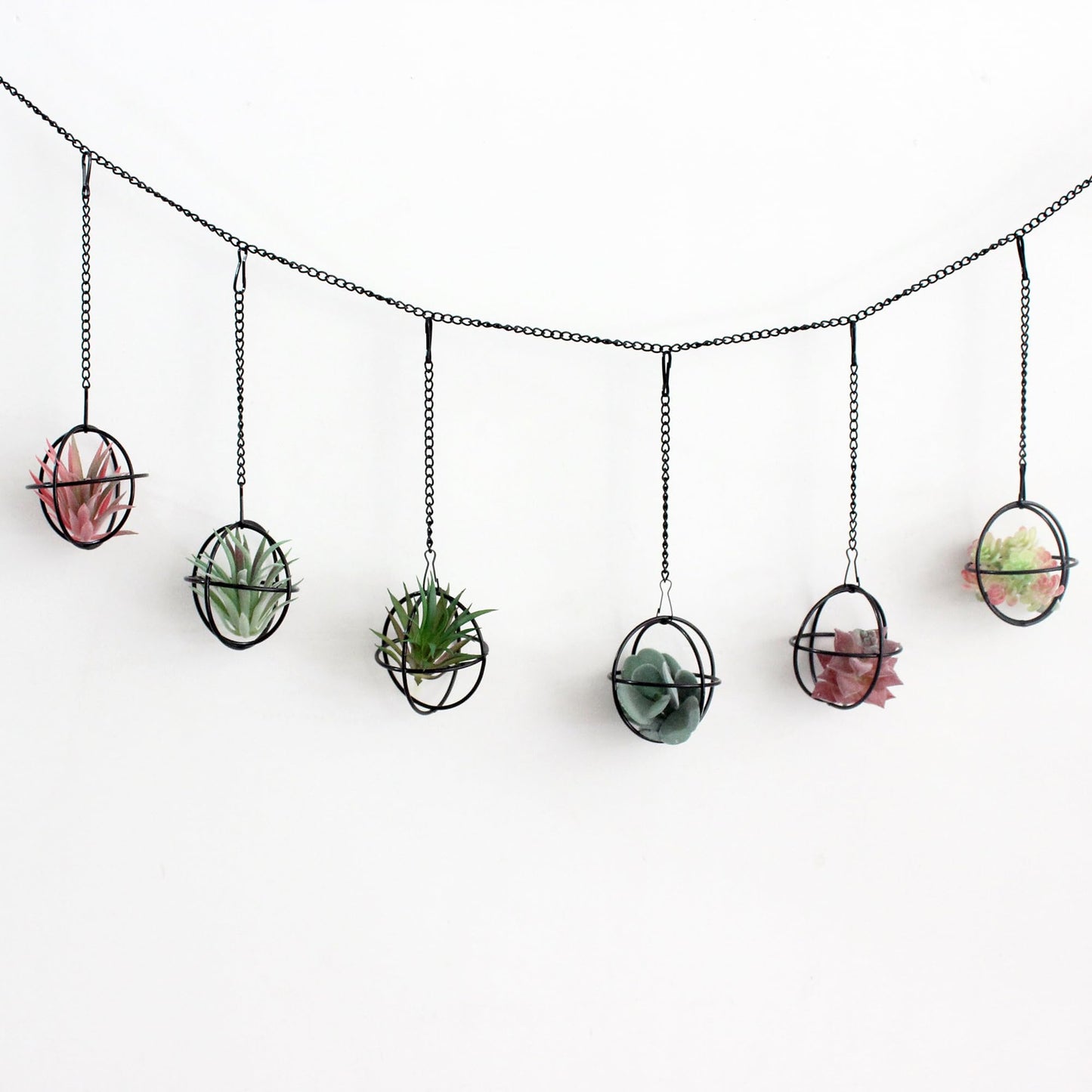 libproqia 6 Set Air Plants Hanging Holders Black Metal Himmeli Decor Modern Geometric Airplants Planter Air Fern Plants Hanger for for Home for Plant Lovers