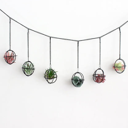 libproqia 6 Set Air Plants Hanging Holders Black Metal Himmeli Decor Modern Geometric Airplants Planter Air Fern Plants Hanger for for Home for Plant Lovers