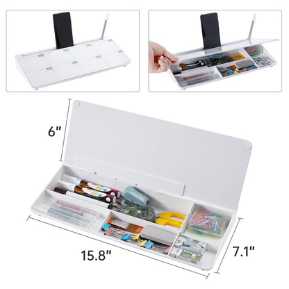 TSJ OFFICE Desktop Whiteboard Dry-Erase-Board - Computer Keyboard Stand White Board Surface Pad with Drawer, Desk Organizers with Accessories for Office, Home, School Supplies
