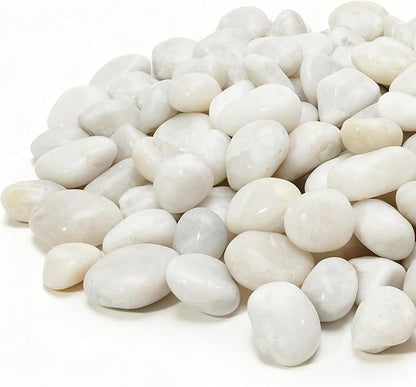 Mr. Fireglass 10lb White River Rocks, 3/8 inch Natural Decorative Polished Pebbles Aquarium Gravel Stones for Landscaping, Indoor Plants, Vase, Succulent, Fish Tank
