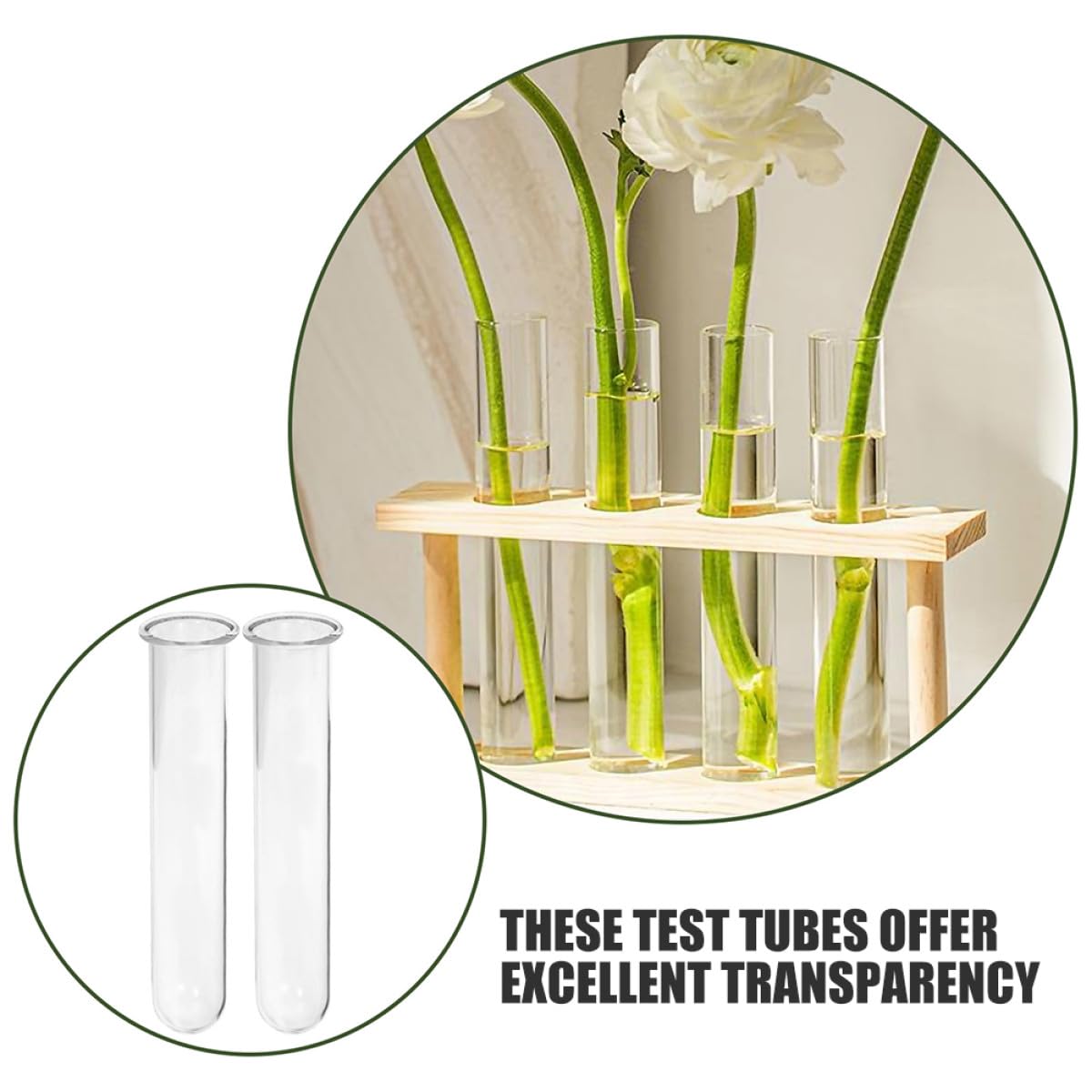 Uonlytech 4pcs Glass Plant Propagation Test Tubes Vases Hydroponic Flower Holder 2.5x3x18cm Glass Tubes for Desktop Terrarium and Plant Rooting