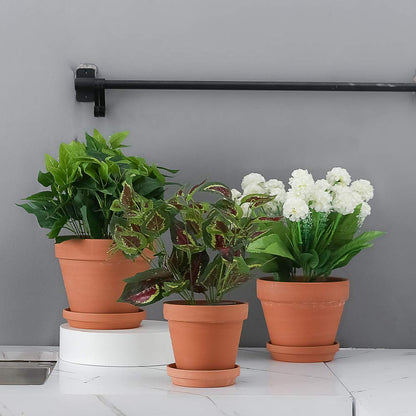 Yishang Large Terracotta pos with Drainage Hole and Saucers,Ceramic Clay Planter Pots for Indoor/Outdoor Plants,6 Inch & 7 Inch & 8 Inch,Set of 3