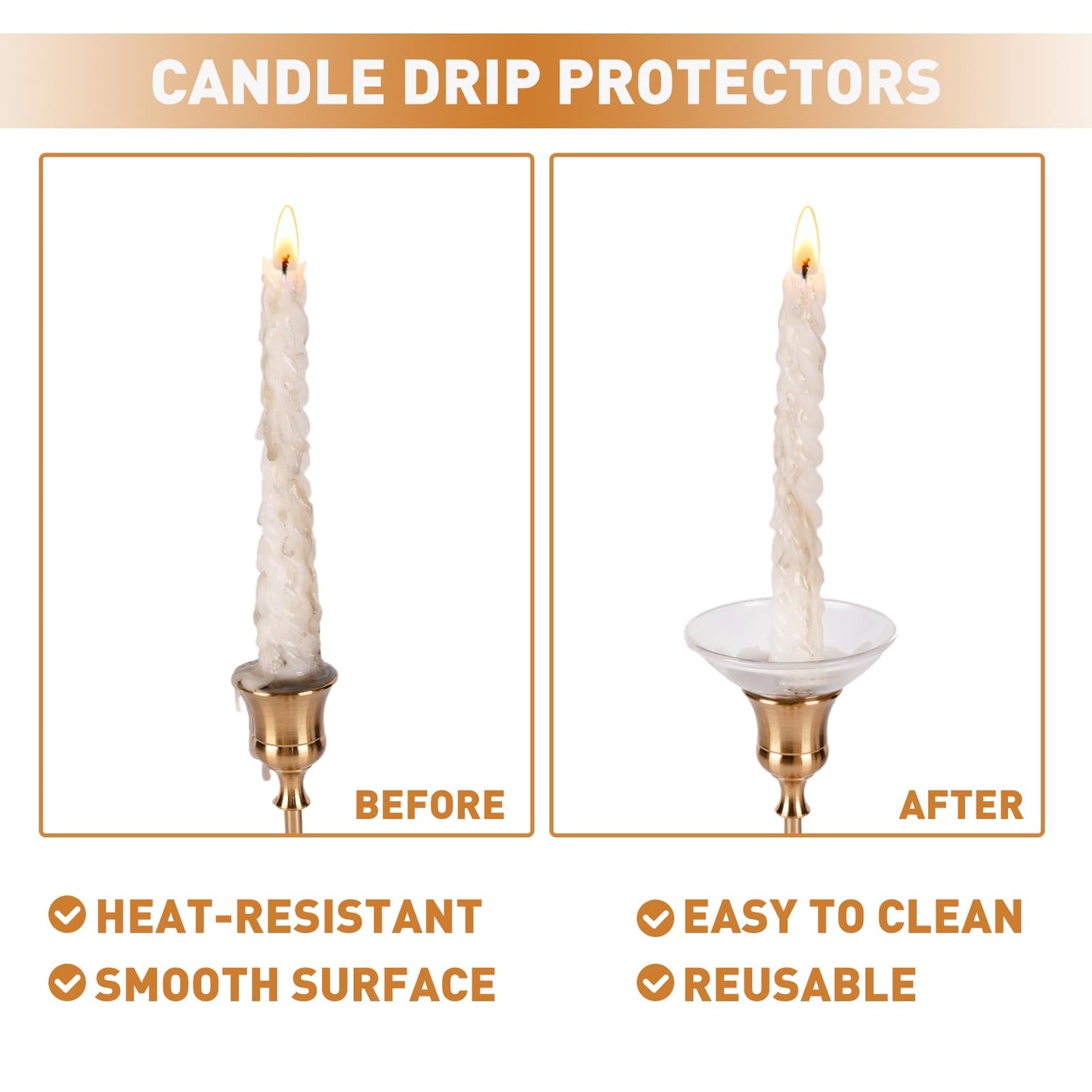 12Pcs Glass Bobeches for Candlestick Holders，Candle Drip Protectors Rings for Tapers, Clear Glass Rings Taper Candles Wax Catcher for Wedding Party Church Home, Accessories
