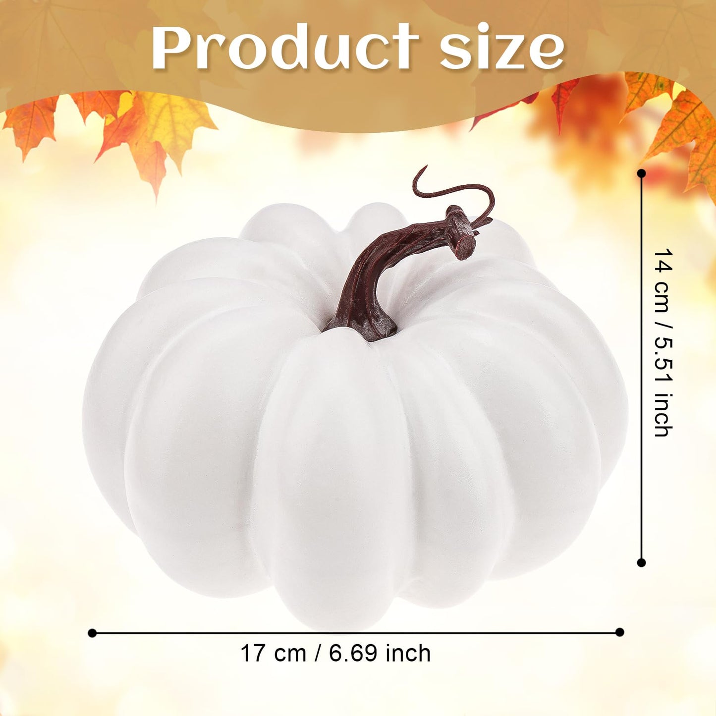 Meiwlong 6.7 Inch White Artificial Pumpkins for Decorating,Carvable Foam Pumpkin for DIY Crafts,Fall Home Decorations,Plastic Pumpkins for Thanksgiving Halloween Table Centerpiece Decor