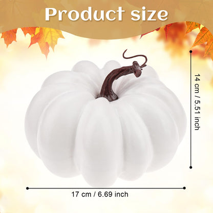 Meiwlong 6.7 Inch White Artificial Pumpkins for Decorating,Carvable Foam Pumpkin for DIY Crafts,Fall Home Decorations,Plastic Pumpkins for Thanksgiving Halloween Table Centerpiece Decor