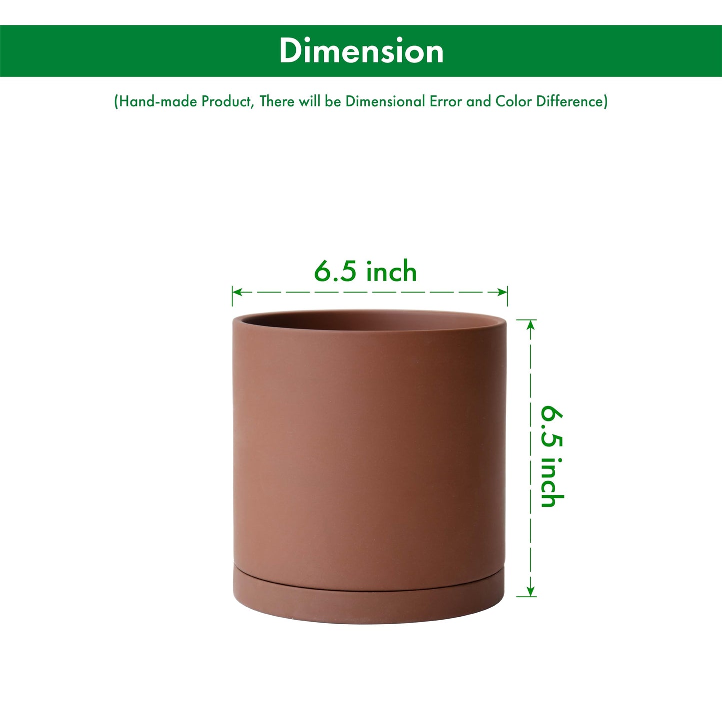 D'vine Dev 6 Inch Rust Terracotta Plant Pot with Drainage Hole and Saucer, Round Cylinder Planter Pot for Indoor Plants, Set of 2, 40-V-C-2