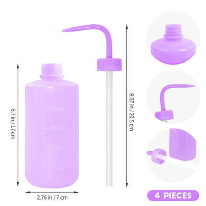 Grosun 4 Packs Tattoo Wash Bottle Water Squirt Squeeze Diffuser Bottles (Purple, 500ml)