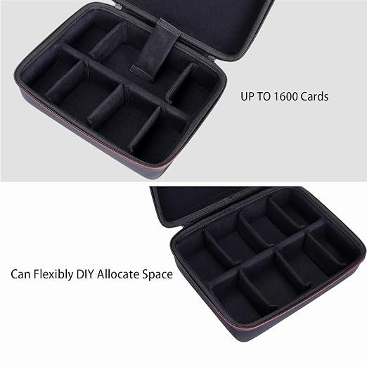 LTGEM Card Game Case Compatible with Cards Against Humanity/Magic The Gathering/UNO/Pokemen/Baseball/Football Cards 1800+, Trading Card Storage Box with 6 Dividers, Black(Case Only)