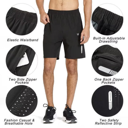 NORTHYARD Men's Athletic Running Shorts Gym Workout 7"/9"/5" Quick Dry Lightweight Sports Basketball Tennis 3 Zipper Pockets Black S