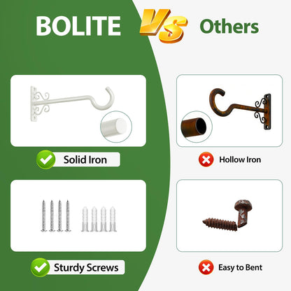 BOLITE Plant Hangers, 8 Inch Plant Hooks for Wall Indoor Outdoor, Metal Hooks for Hanging Hummingbird Feeders, Bird Feeders, Planters, Lanterns, Wind Chimes, 2 Pack, White, Gifts for Women Men