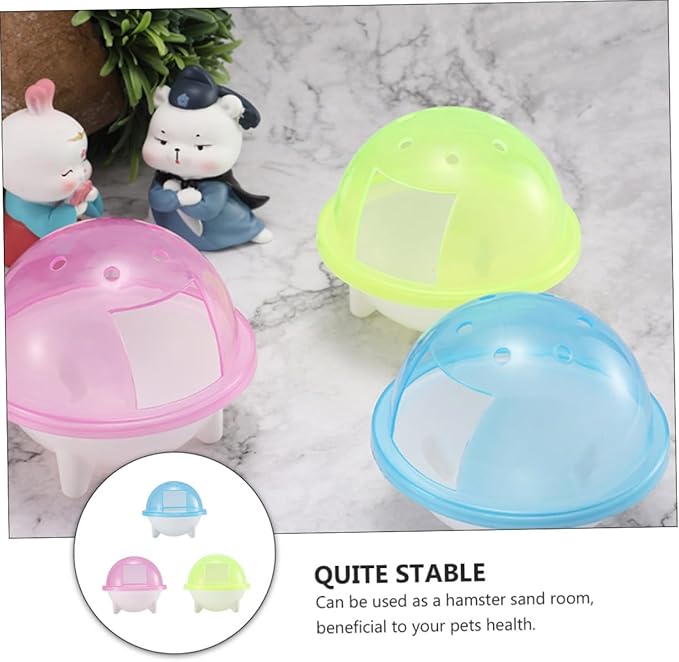 Sosoport 3pcs Transparent Hamster Sand Bath Room Small Pet Bathroom Container for Hamsters Chinchillas and Gerbils Easy to Observe and Bright Colors for Bathing and Dust Bathing