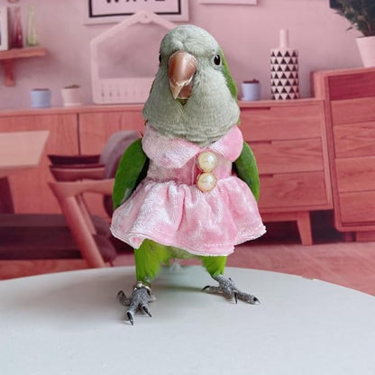 Bird Costume Bird Diaper Flight Suit Parrot Velvet Fleece Skirt Clothes Cosplay Photo Prop for Conure Lovebird Parakeet Cockatiel Macaw Small Animals Apparel (Pink,Sulphur-Crested Cockatoo)