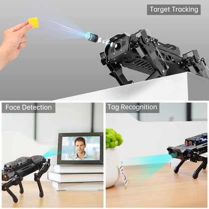 PuppyPi Robot Dog with ChatGPT Large AI Models AI Embodied Intelligence ROS Robotic Dog Vision Scene Voice Understanding SLAM Mapping Navigation Bionic Quadruped Robot, Standard Kit & RaspberryPi5 8GB