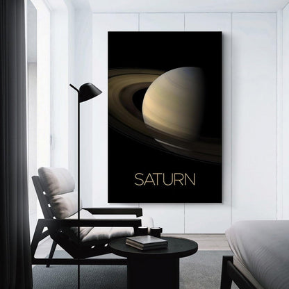 XIAOLOUTINYU Solar System Canvas Wall Art - Saturn Planet Space Poster for Kids Room Bedroom Classroom, STEM Educational Astronomy Decor, Science Gift for Boys Girls Teens, 16x24 Inch Unframed