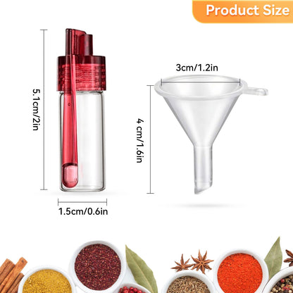 6-Pack Mini Seasoning Jars, Portable Condiment Dispensers with Spoon, Airtight & Transparent Glass Vials, 5ml Capacity Each, for Camping, Outdoor Activities, Travelling, and Kitchen Daily Use